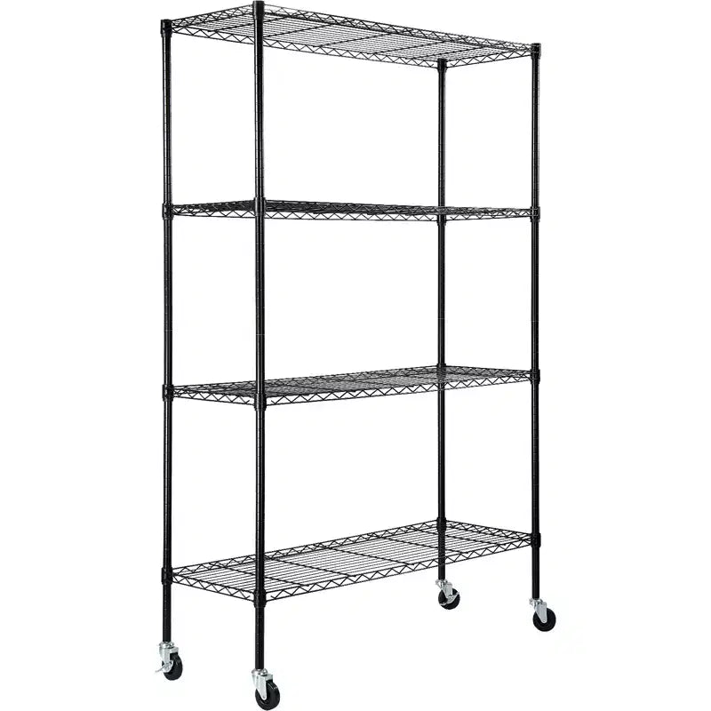 VEVOR Storage Shelving Unit with Wheels, 4-Tier Adjustable, 700 lbs Capacity, Heavy Duty Garage Shelves Metal Organizer Wire Rack, Black