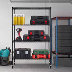 Étagère de rangement VEVOR sur roulettes, 4 niveaux réglables, capacité de 317 kg, étagères de garage robustes en métal, organiseur en fil de fer, noir
