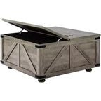 VEVOR 36 Farmhouse Coffee Table, Hinged Square Coffee Table with Large Storage Compartment, Wooden Rustic Cocktail Table