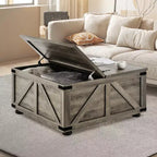 Table basse de ferme VEVOR de 91 cm, table basse carrée à charnières avec grand compartiment de rangement, table basse de cocktail rustique en bois