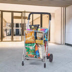 Chariot de courses pliable VEVOR, capacité de charge maximale de 30 kg, chariot utilitaire d'épicerie avec roues pivotantes, panier à linge pliable robuste, argent