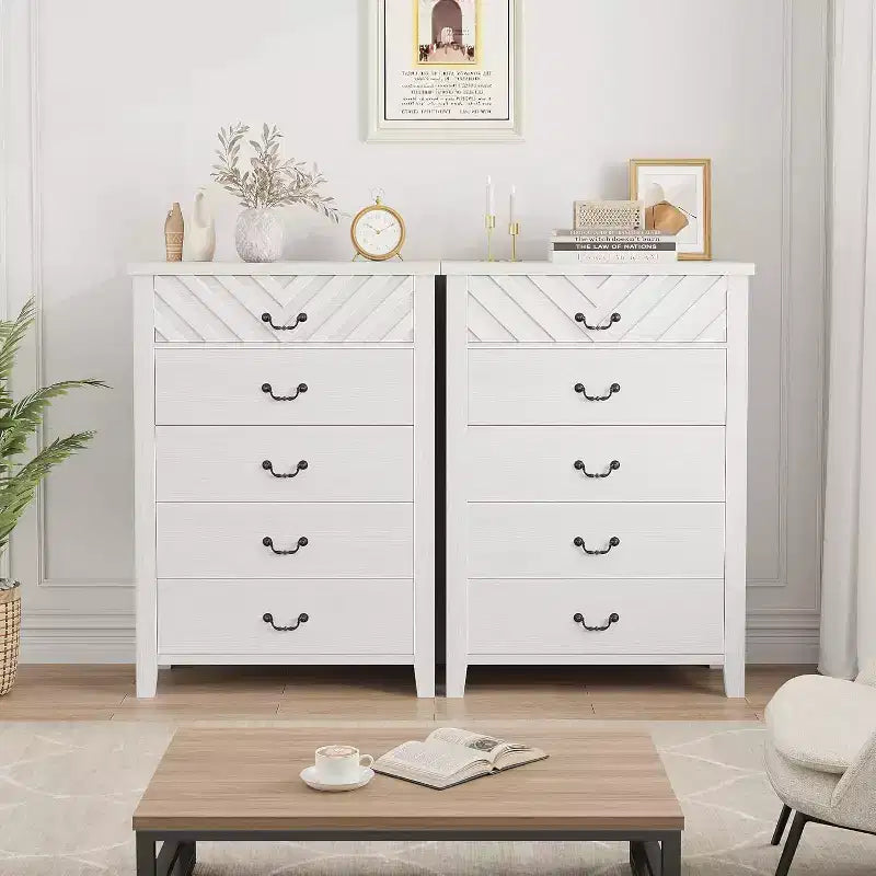 45.2 Commode de ferme 5 tiroirs, commode moderne, coffre de rangement en bois, pour placard, salon et couloir