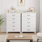 45.2 Commode de ferme 5 tiroirs, commode moderne, coffre de rangement en bois, pour placard, salon et couloir