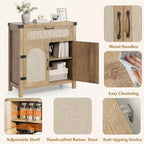 Buffets en rotin avec rangement, buffet en MDF, buffet en bois, meuble bar à café en bois bohème pour salle à manger, salon, naturel