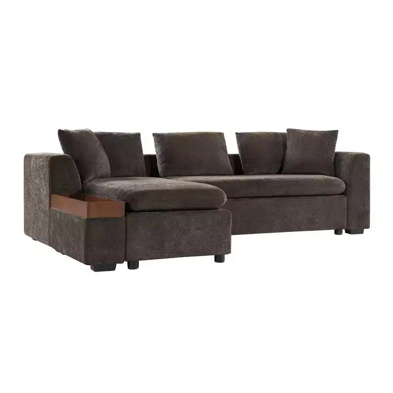 Canapé d'angle en forme de L Whisen 93,7 po avec rangement en bois