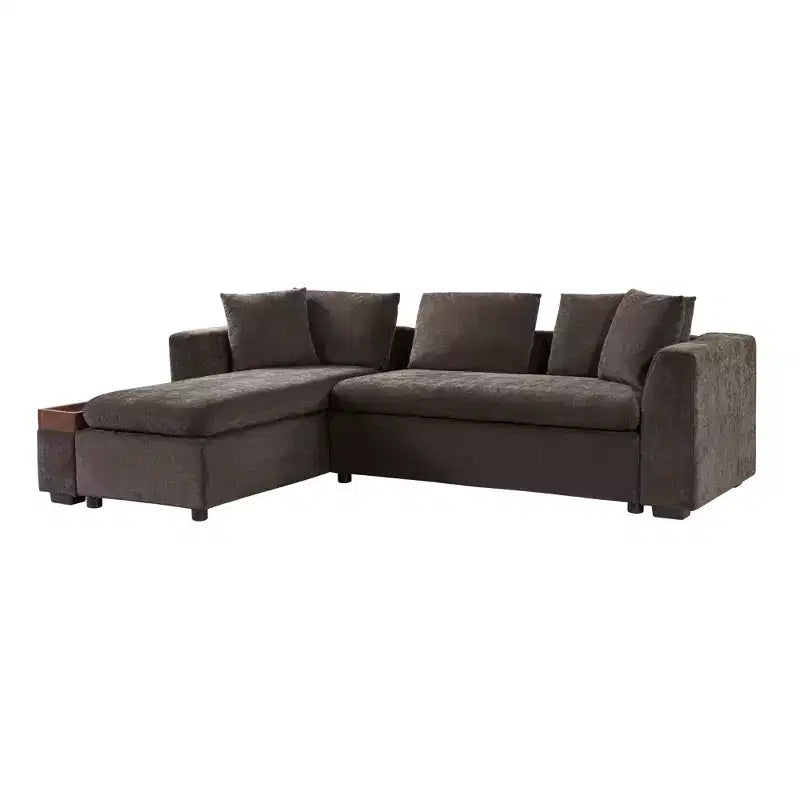 Canapé d'angle en forme de L Whisen 93,7 po avec rangement en bois