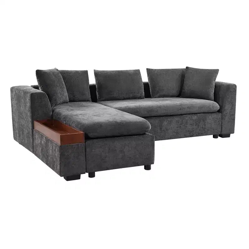 Canapé d'angle en forme de L Whisen 93,7 po avec rangement en bois