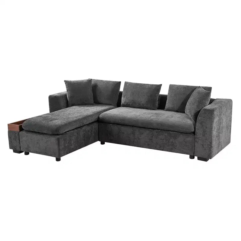 Canapé d'angle en forme de L Whisen 93,7 po avec rangement en bois