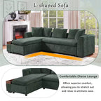 Canapé d'angle en forme de L Whisen 93,7 po avec rangement en bois