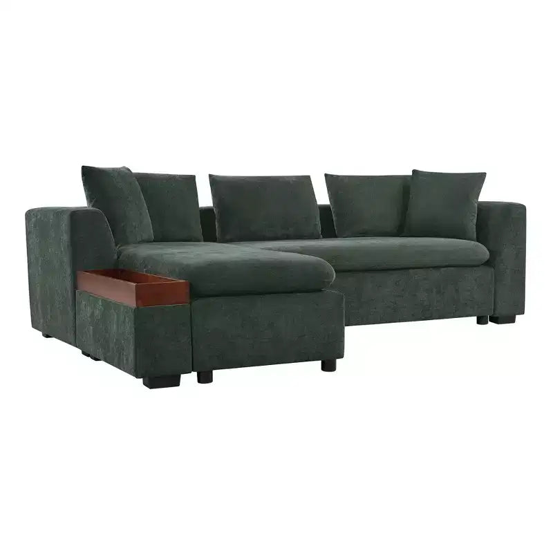 Canapé d'angle en forme de L Whisen 93,7 po avec rangement en bois