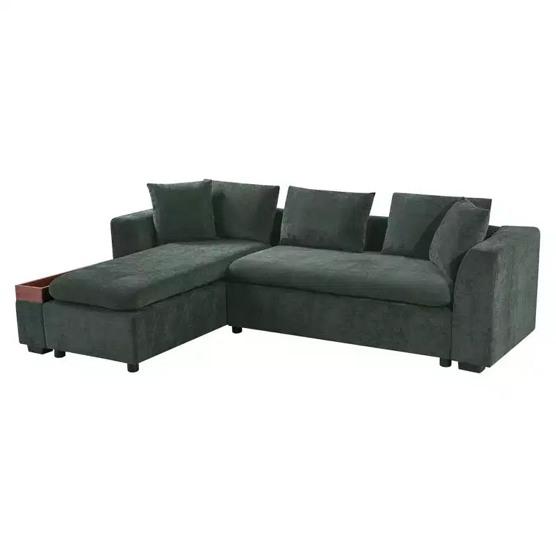 Canapé d'angle en forme de L Whisen 93,7 po avec rangement en bois