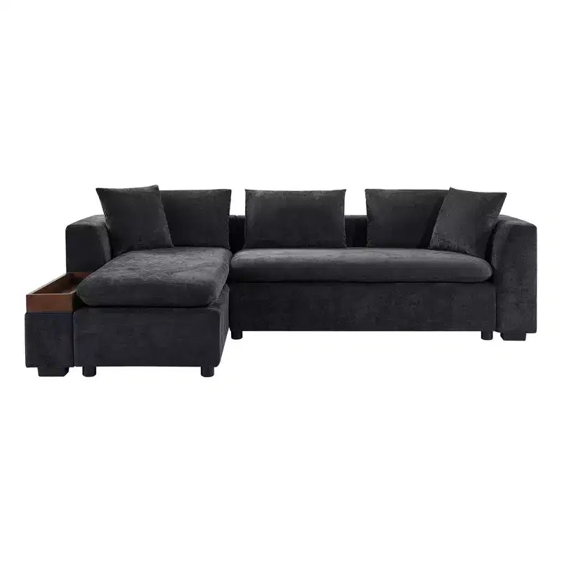 Canapé d'angle en forme de L Whisen 93,7 po avec rangement en bois