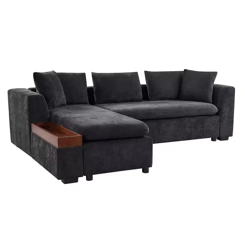 Canapé d'angle en forme de L Whisen 93,7 po avec rangement en bois
