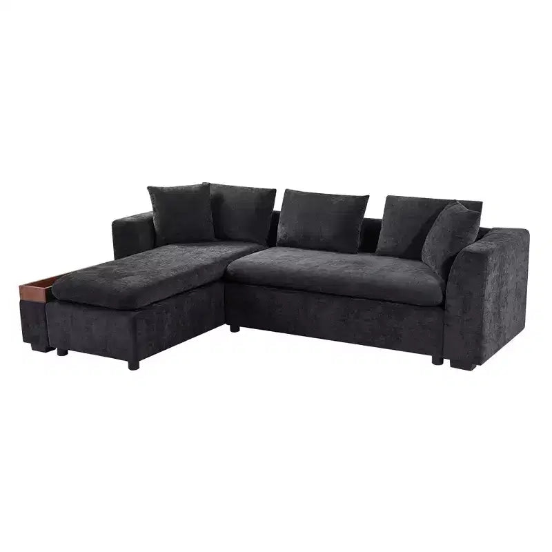 Canapé d'angle en forme de L Whisen 93,7 po avec rangement en bois