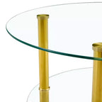 Table basse ronde en verre trempé Table basse cocktail Table d'appoint canapé Table basse centrale, Minimaliste 2 niveaux, Pieds en acier inoxydable plaqué or/argent-ModernLuxe