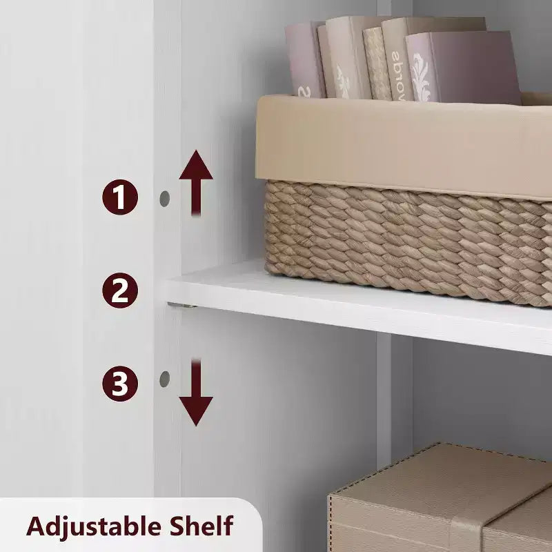 Meuble de cuisine de 137 cm de haut, meuble de rangement de style ferme avec portes vitrées et étagères réglables