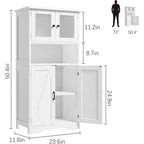 Meuble de cuisine de 137 cm de haut, meuble de rangement de style ferme avec portes vitrées et étagères réglables