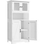 Meuble de cuisine de 137 cm de haut, meuble de rangement de style ferme avec portes vitrées et étagères réglables