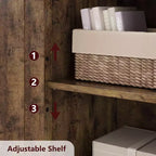 Meuble de cuisine de 137 cm de haut, meuble de rangement de style ferme avec portes vitrées et étagères réglables