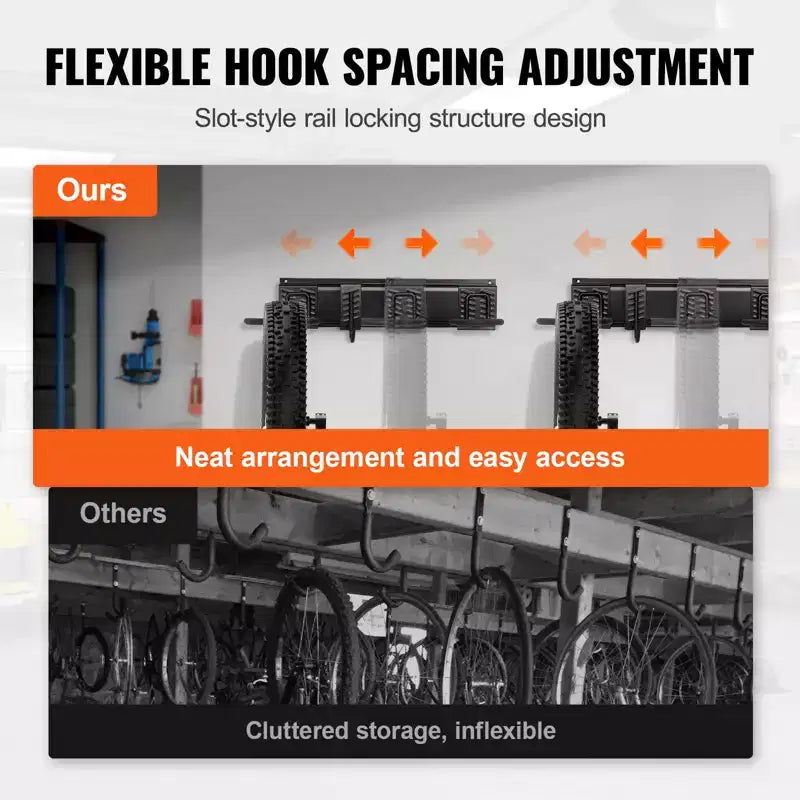 Porte-vélos VEVOR, 6 supports de vélo et 5 crochets pour casques, support de rangement mural pour vélos, organisateur pour maison et garage