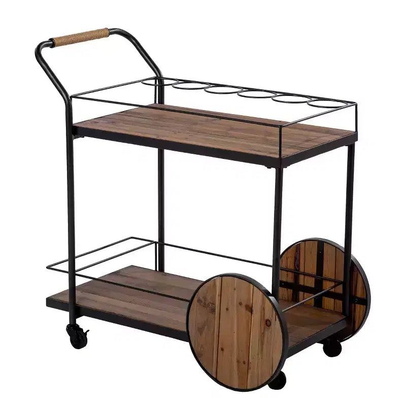 Chariot de bar en bois recyclé Pemton - Naturel - SEI
