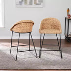 Landrine 35 Tabourets de bar en jacinthe d'eau - (Lot de 2) - Naturel - SEI