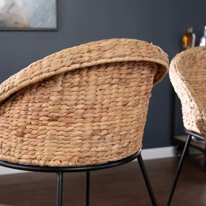 Landrine 35 Tabourets de bar en jacinthe d'eau - (Lot de 2) - Naturel - SEI