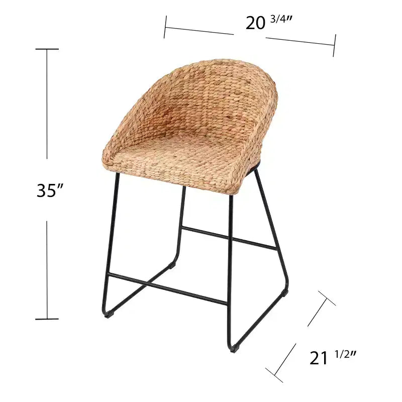 Landrine 35 Tabourets de bar en jacinthe d'eau - (Lot de 2) - Naturel - SEI