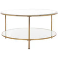 Risa Round Coffee Table with Storage - Gold - SEI