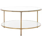 Risa Round Coffee Table with Storage - Gold - SEI
