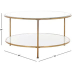 Table basse ronde Risa avec rangement - Doré - SEI