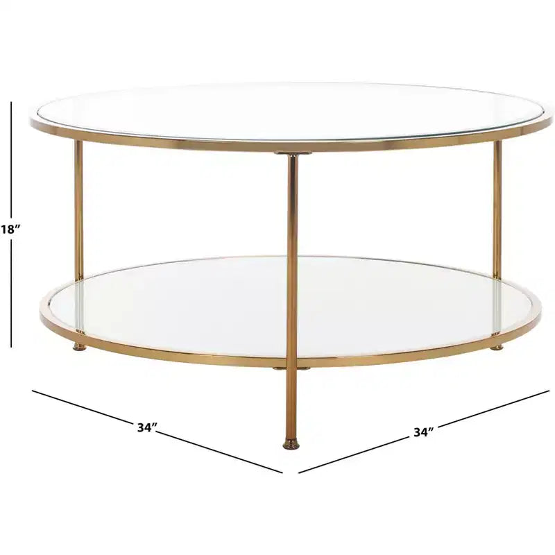 Table basse ronde Risa avec rangement - Doré - SEI