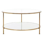 Table basse ronde Risa avec rangement - Doré - SEI