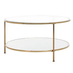 Table basse ronde Risa avec rangement - Doré - SEI