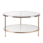 Table basse ronde Risa avec rangement - Doré - SEI