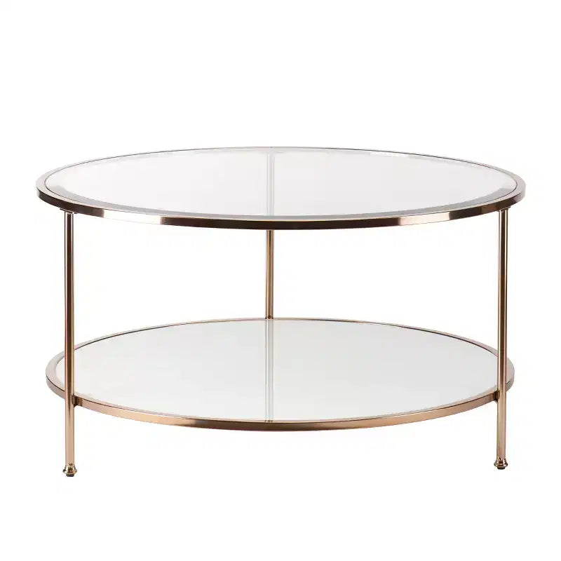 Table basse ronde Risa avec rangement - Doré - SEI
