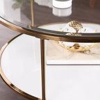 Table basse ronde Risa avec rangement - Doré - SEI