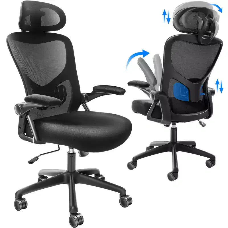 VEVOR Office Chair with Adjustable Lumbar Support, High Back Ergonomic Desk Chair with Adjustable Headrest, Ergonomic Office Chair Backrest