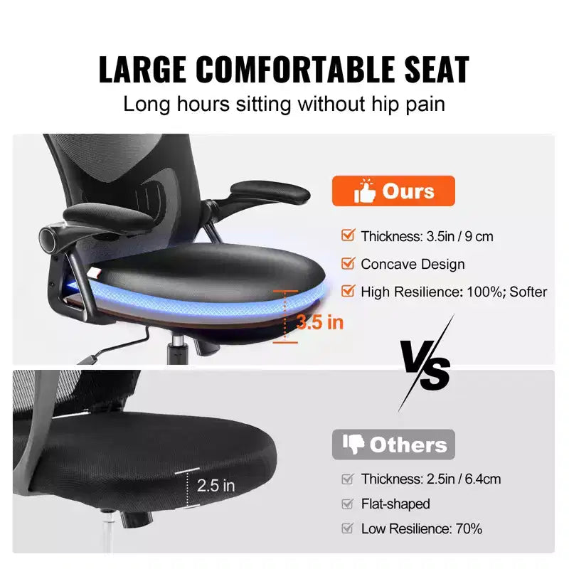 Chaise de bureau VEVOR avec support lombaire réglable, chaise de bureau ergonomique à dossier haut avec appui-tête réglable, dossier de chaise de bureau ergonomique