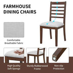 Lot de 2/4 chaises de salle à manger de ferme, chaises de salle à manger rembourrées, chaises sans accoudoirs avec dossier haut en échelle, naturel/marron+beige-ModernLuxe