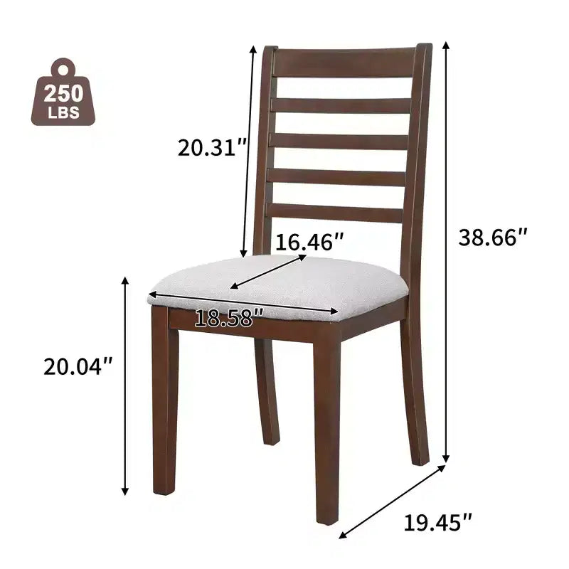 Lot de 2/4 chaises de salle à manger de ferme, chaises de salle à manger rembourrées, chaises sans accoudoirs avec dossier haut en échelle, naturel/marron+beige-ModernLuxe