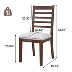 Lot de 2/4 chaises de salle à manger de ferme, chaises de salle à manger rembourrées, chaises sans accoudoirs avec dossier haut en échelle, naturel/marron+beige-ModernLuxe