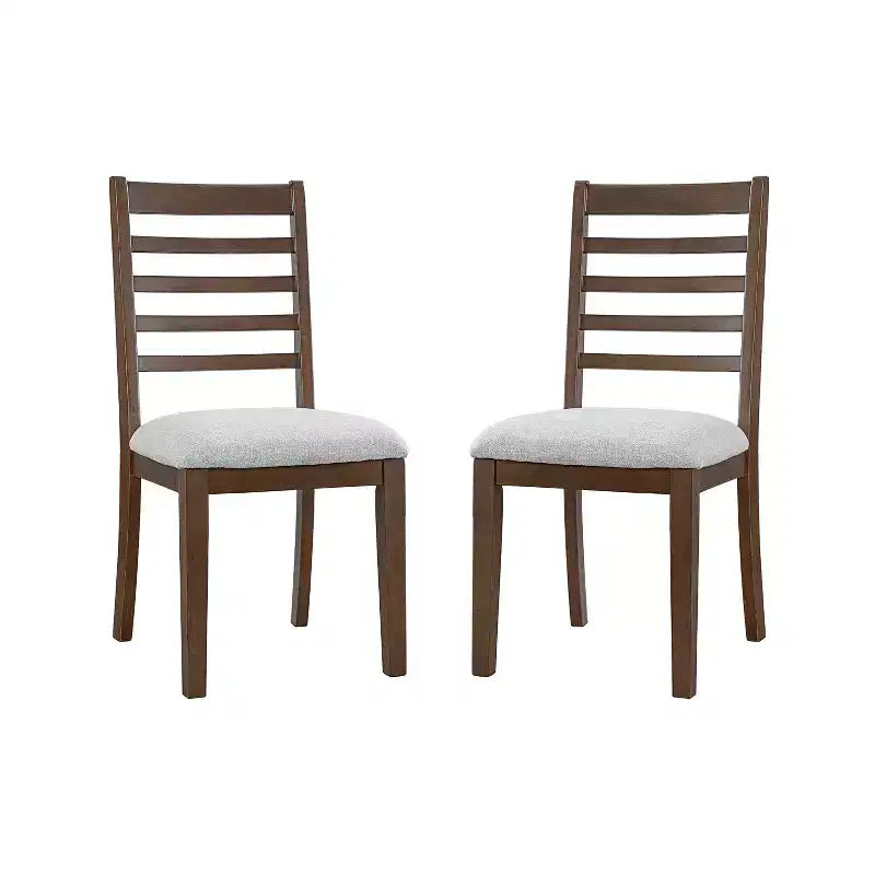 Lot de 2/4 chaises de salle à manger de ferme, chaises de salle à manger rembourrées, chaises sans accoudoirs avec dossier haut en échelle, naturel/marron+beige-ModernLuxe