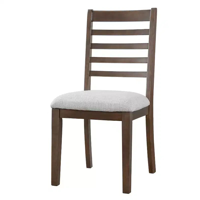 Lot de 2/4 chaises de salle à manger de ferme, chaises de salle à manger rembourrées, chaises sans accoudoirs avec dossier haut en échelle, naturel/marron+beige-ModernLuxe