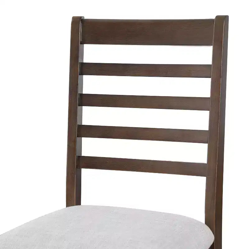 Lot de 2/4 chaises de salle à manger de ferme, chaises de salle à manger rembourrées, chaises sans accoudoirs avec dossier haut en échelle, naturel/marron+beige-ModernLuxe
