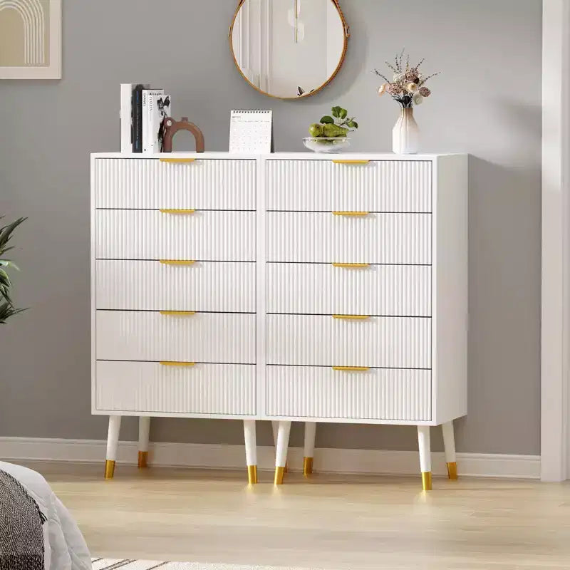 Commode à 5 tiroirs avec rangement, commode avec poignées en métal, table de chevet moderne et minimaliste, armoire de rangement pour salon, chambre à coucher, couloir