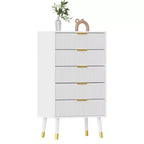 Commode à 5 tiroirs avec rangement, commode avec poignées en métal, table de chevet moderne et minimaliste, armoire de rangement pour salon, chambre à coucher, couloir