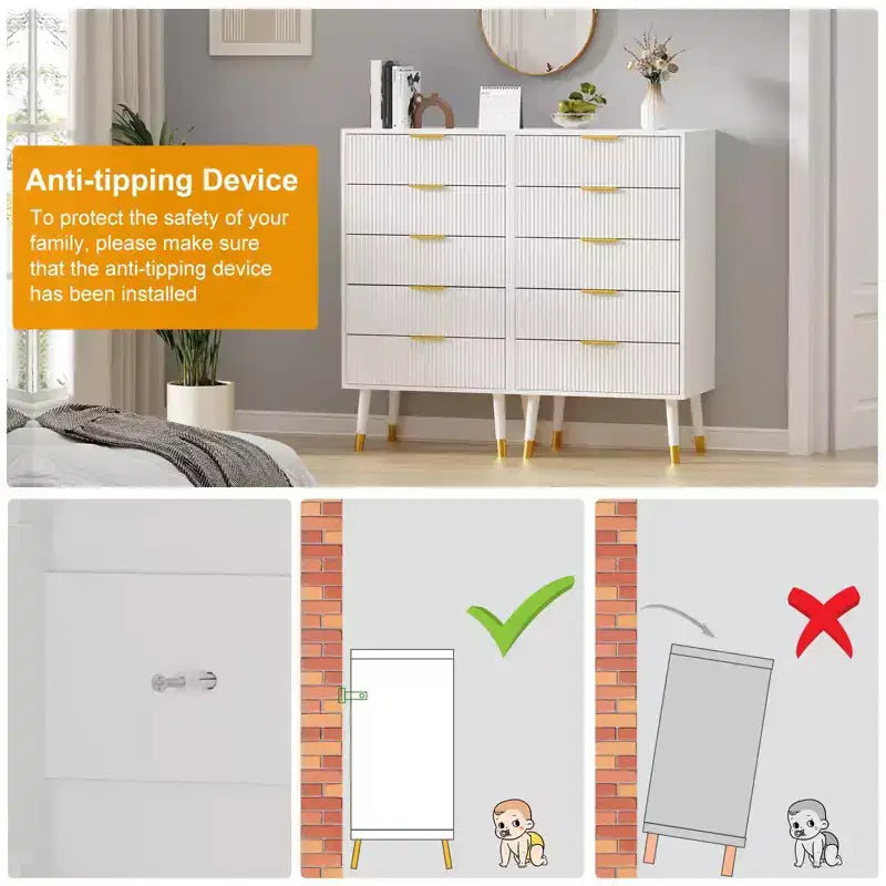 Commode à 5 tiroirs avec rangement, commode avec poignées en métal, table de chevet moderne et minimaliste, armoire de rangement pour salon, chambre à coucher, couloir