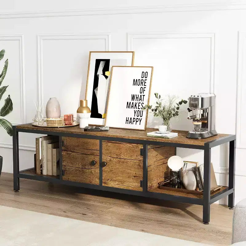 Meuble TV jusqu'à 75 pouces, Meuble TV avec rangement et pieds réglables, Console TV