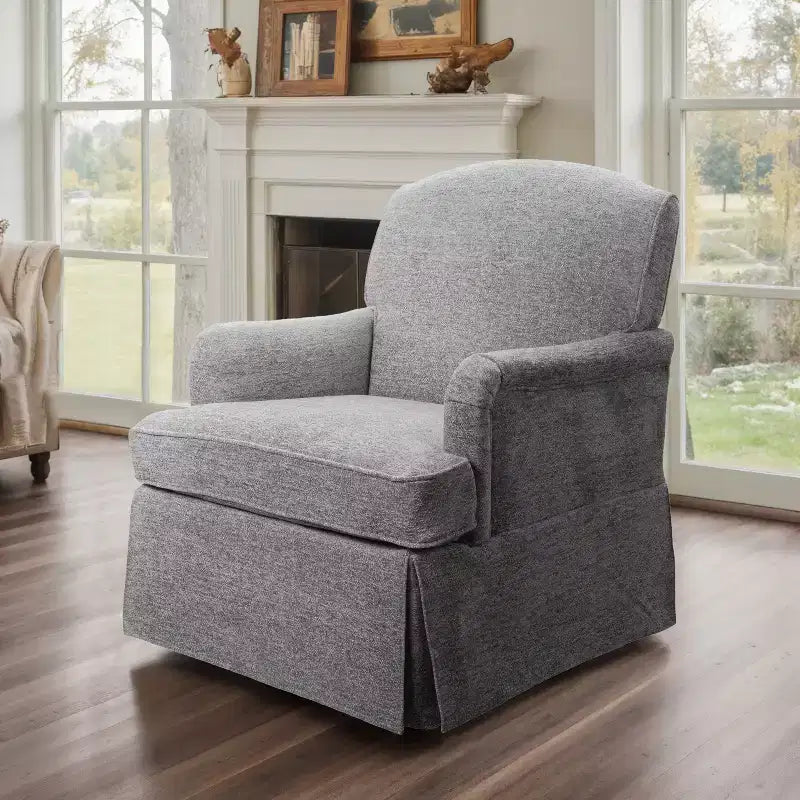 Fauteuil pivotant d'appoint traditionnel en tissu Art Leon, fauteuil avec cadre en bois
